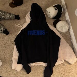 FRIENDS Black Hoodie with Blue Logo